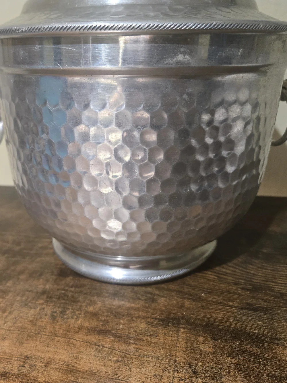 Vintage Mid-Century Hammered Aluminum Ice Bucket with Lid